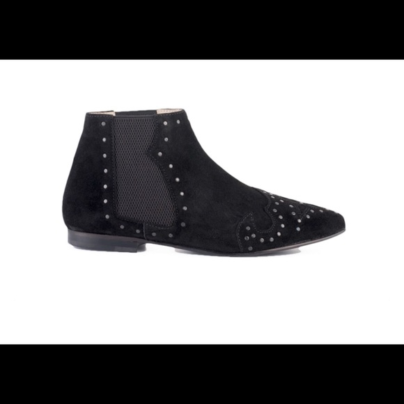 Ivylee  Dee Stud Boot Pointy Flat Ankle Booties In Grey Suede EU 37 US 6.5 - Picture 14 of 16